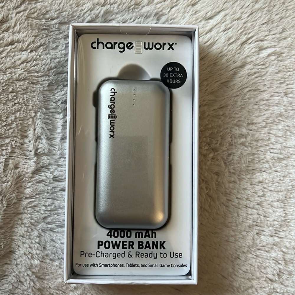 Charge Worx 4000 mAh Power Bank For Smartphones, tablets, & small game consoles